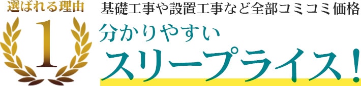 選ばれる理由1 基礎工事や設置工事など全部コミコミ価格 分かりやすいスリープライス